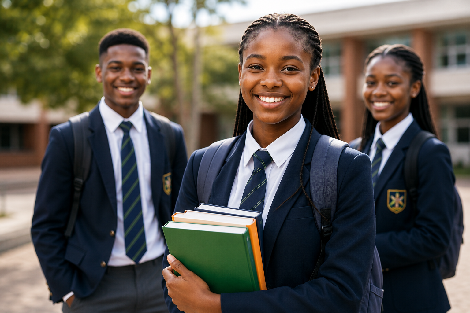 Grade 11 students in school uniform